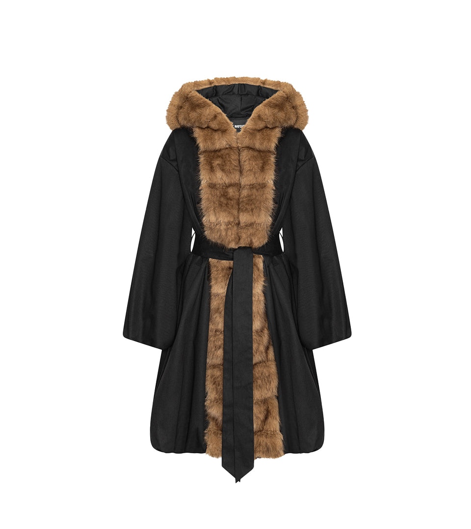 ROTATE Faux Fur Collar Coat