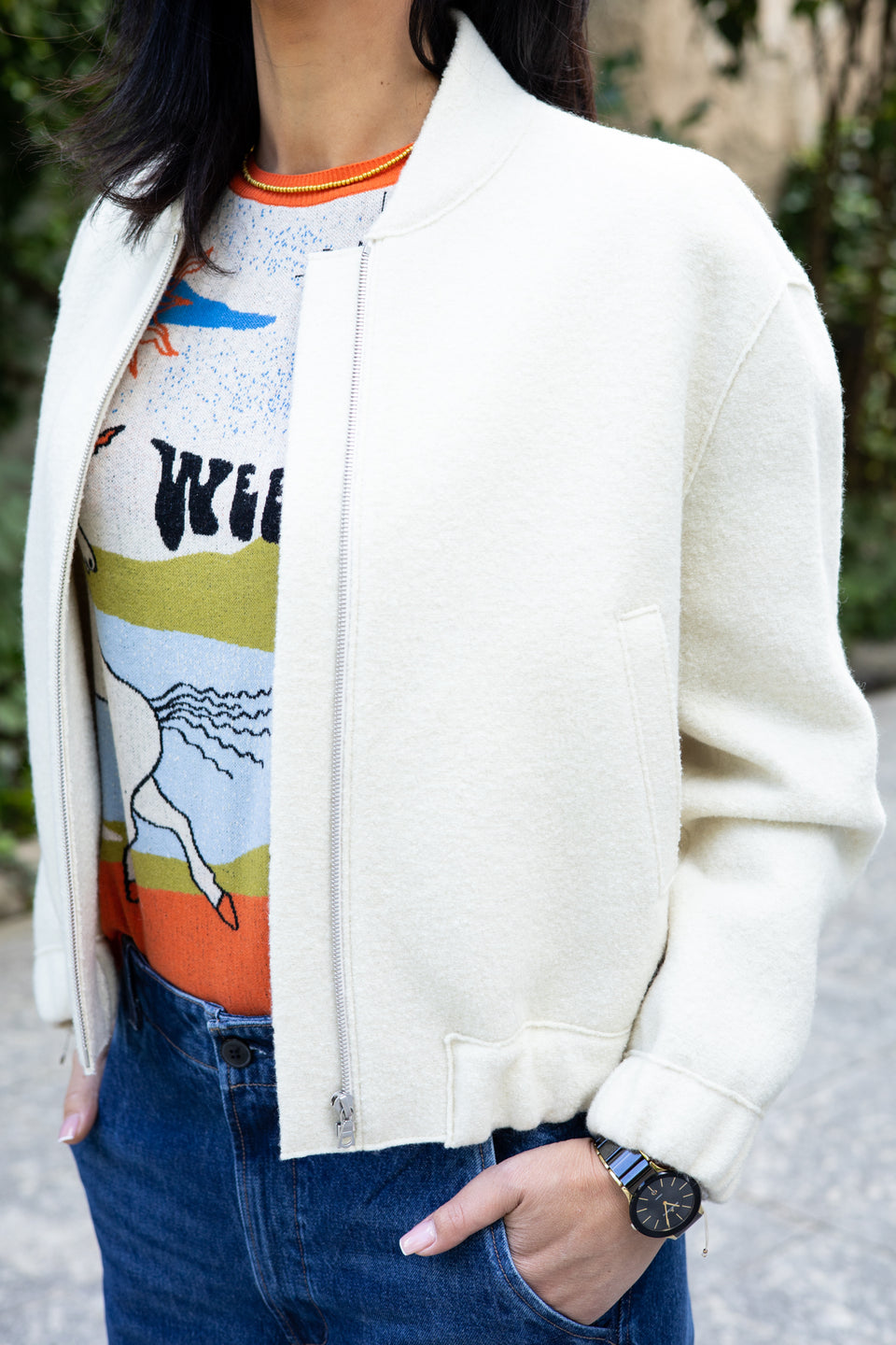 HARRIS WHARF LONDON Bomber-Wolljacke